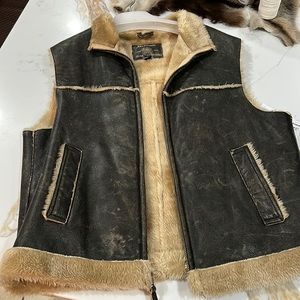 Men’s Leather and faux fur guess vest